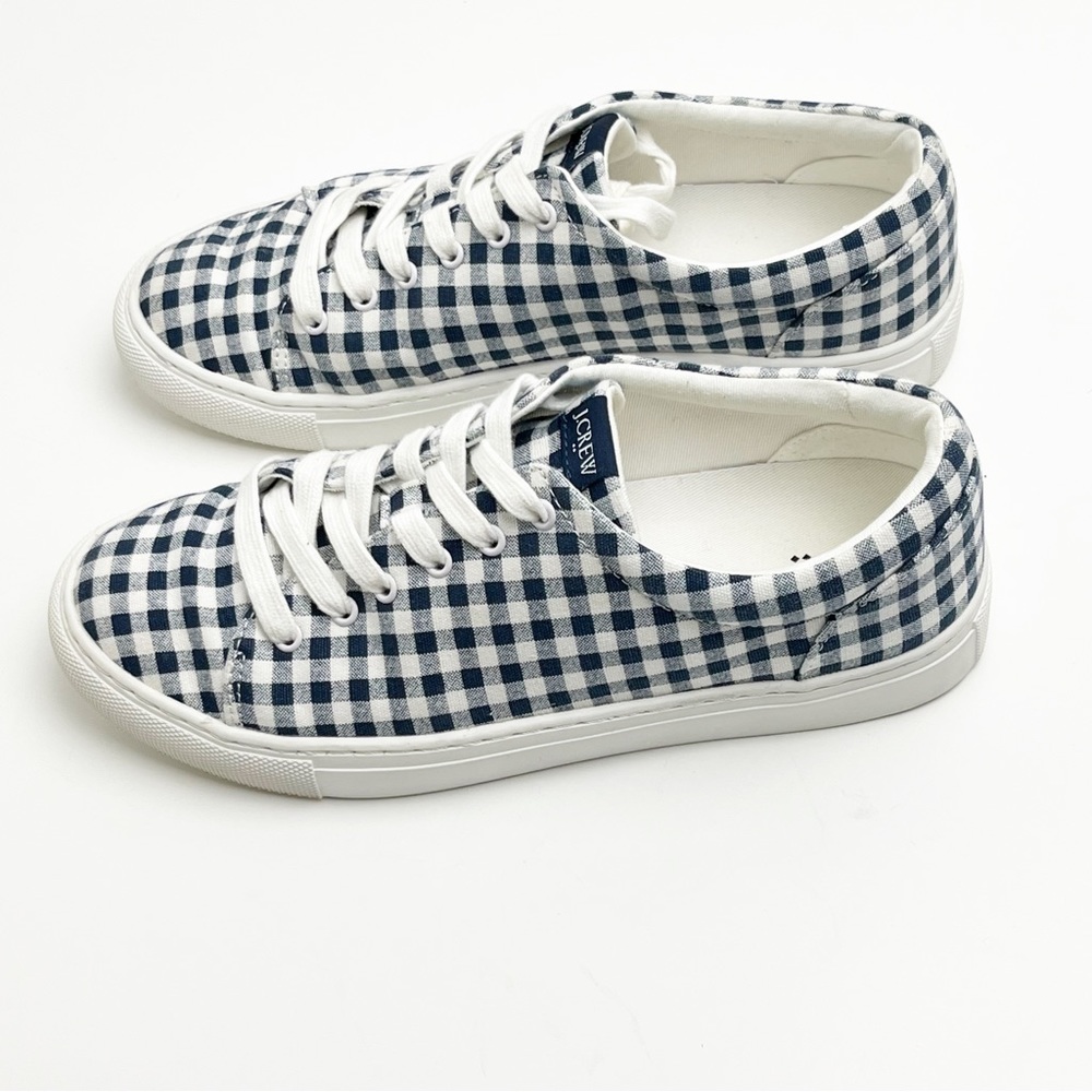J. CREW Factory Gingham Plaid Lace Up Canvas Shoes, Size 7 - Picture 5 of 10